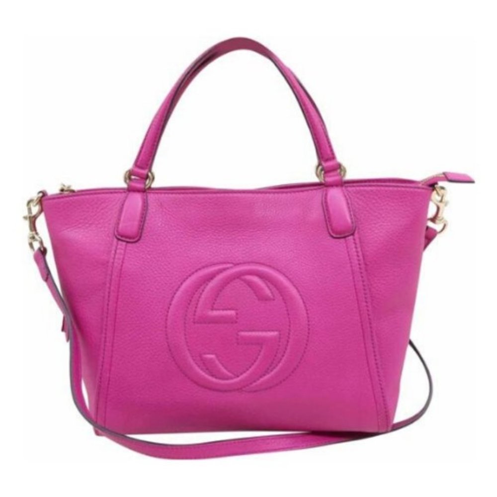 Auth Gucci Soho Small Fuchsia Calfskin Satchel Bag - Picture 1 of 11